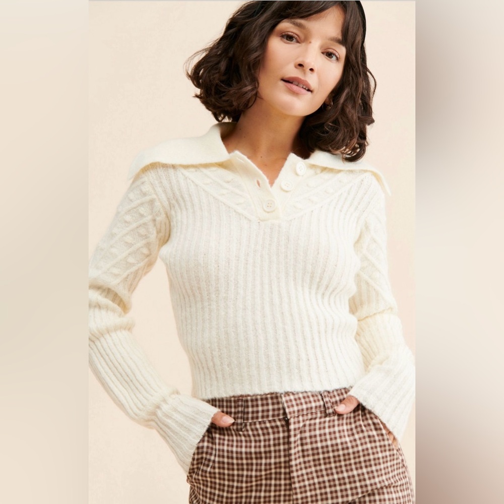 NEW WITH TAGS! ASTR The Label Button Polo Sweater, Size X-Small - Picture 3 of 10